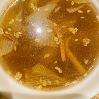 長ネギとカニカマの中華スープ